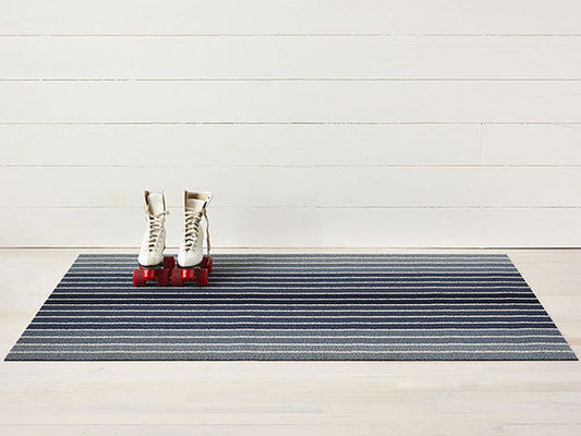 Chilewich Block Stripe Shag Rug in Denim