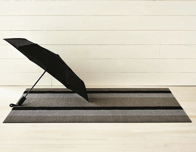 Silver & Black Bold Stripe Shag Rug