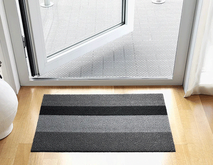 Silver & Black Bold Stripe Shag Rug
